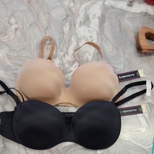 Ambrielle Women's Black and Tan Multiway Push Up Strapless Bras 36B